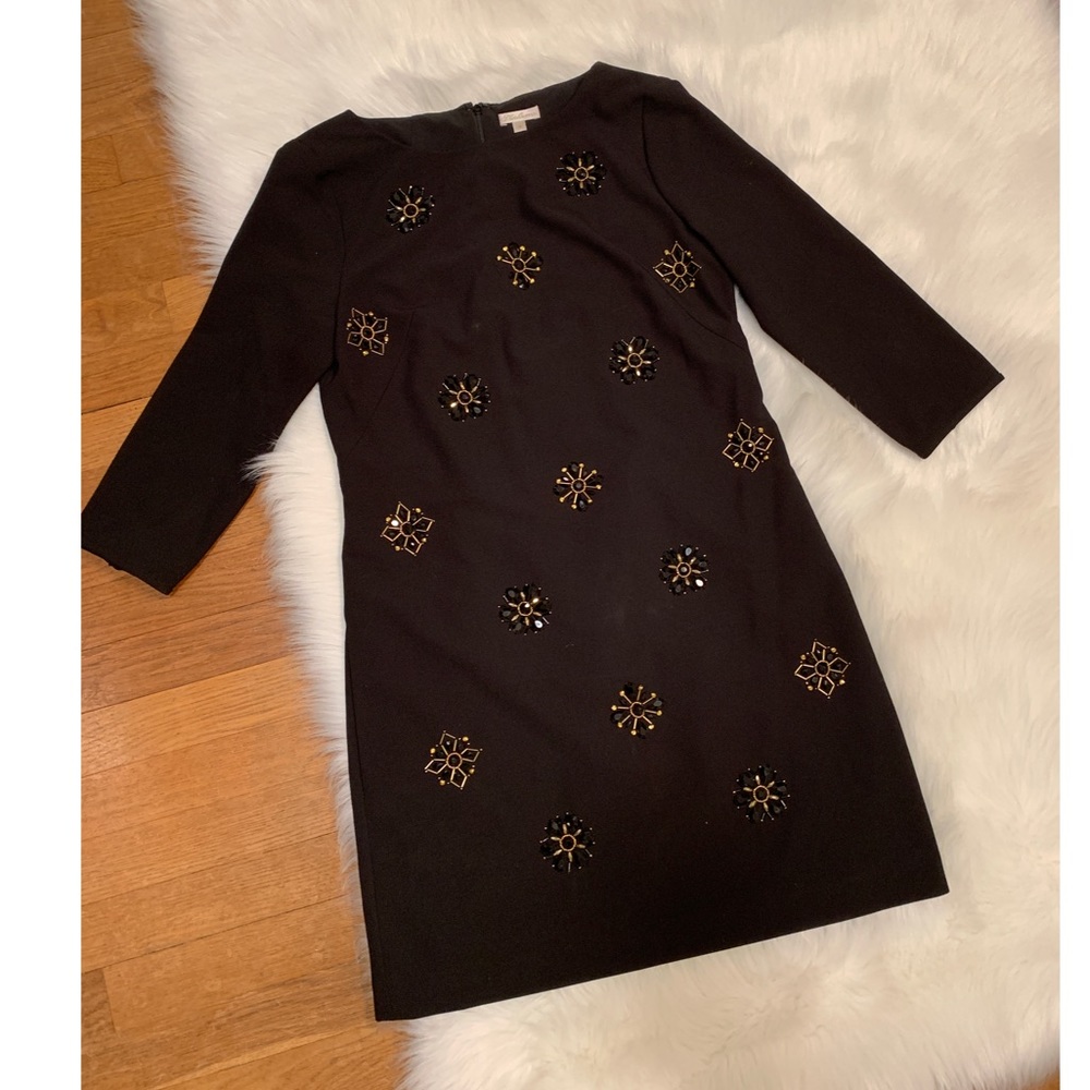 Elegant black beaded shift dress